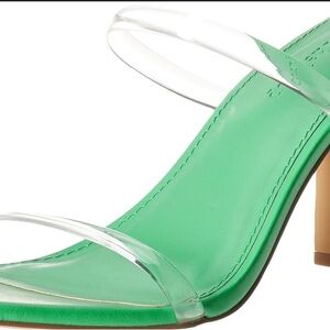 NWT The Drop Avery Green Square Toe Sandals – Clear Straps, Y2K Style, Size 7.5